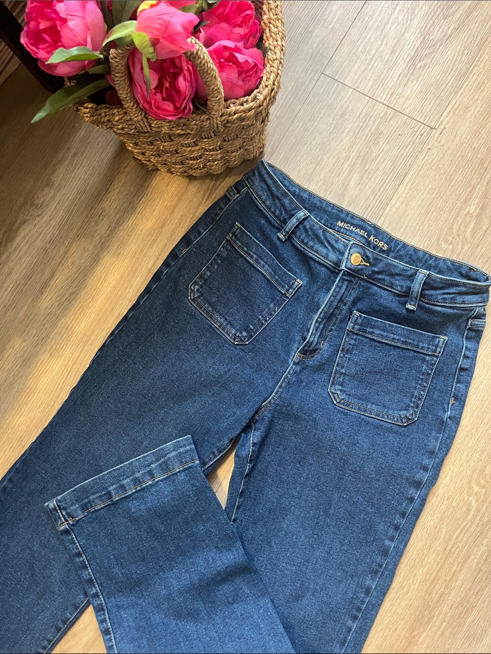 Michael Kors Indigo Wide-Leg High-Rise Jeans